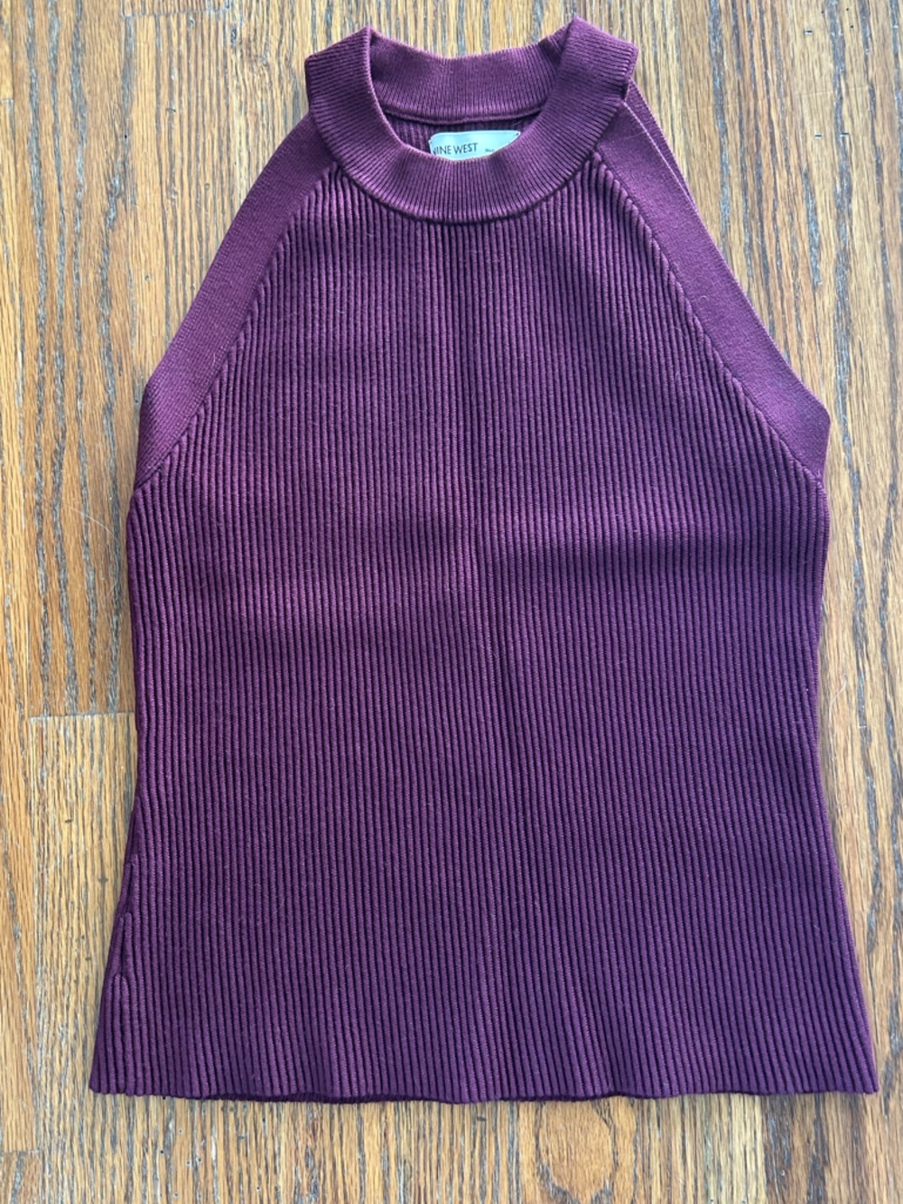 Nine West Ribbed Plum Mock Neck Tank